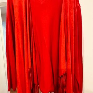 INC International Concepts Vibrant Red Suede and Sweater Cardigan